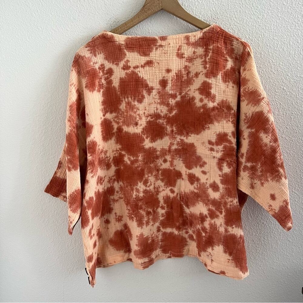 Pure Jill J. Jill Gauzy Tie Dye Minimalist Lagenlook Boho Top Medium - Picture 3 of 7